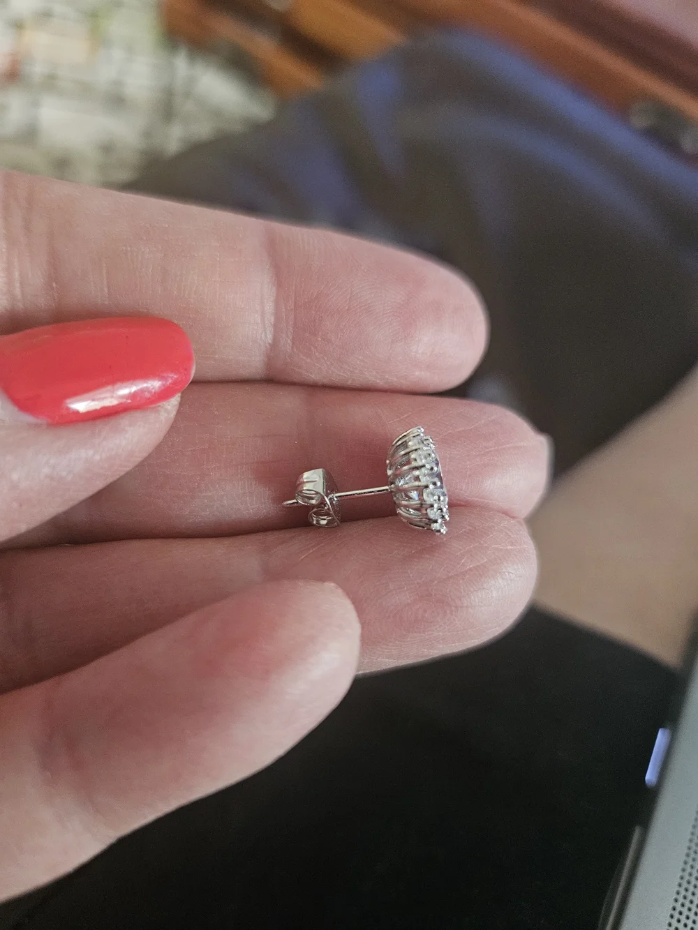 Genevive Marie  Solitaire Halo Stud Earrings New